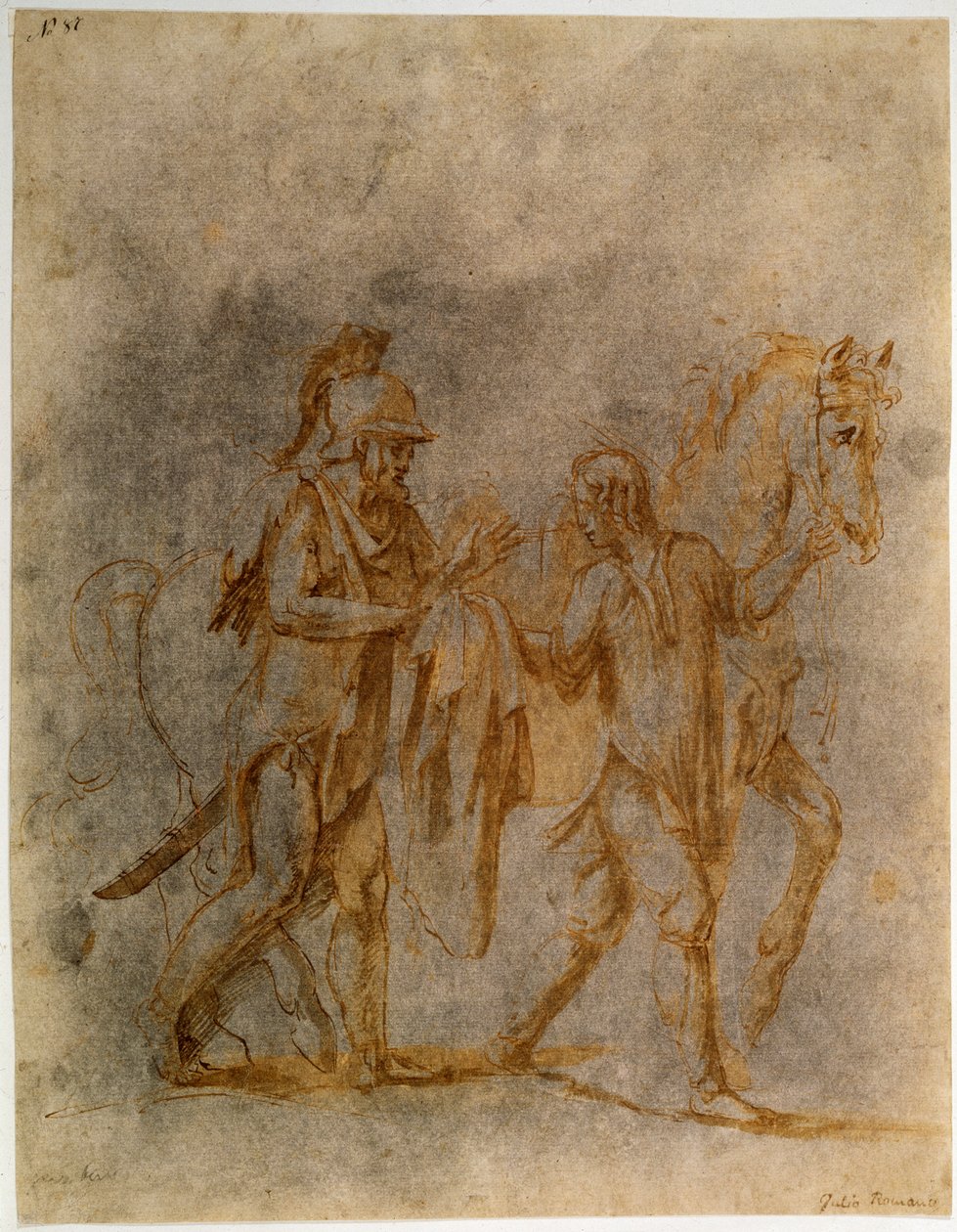 Saint Martin og en tigger, tidlig på 1500-tallet av Giulio Romano