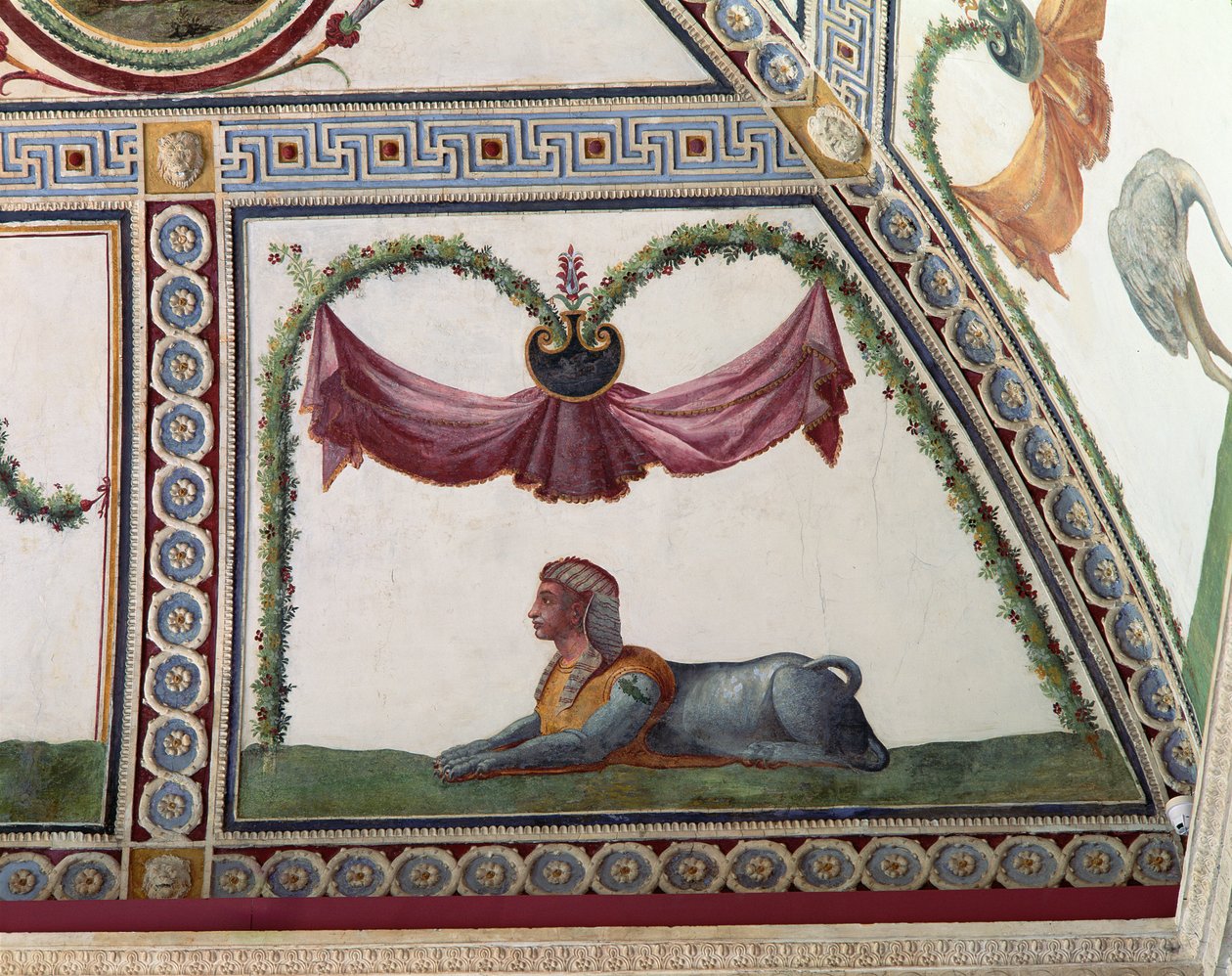Camera con Fregio di Amorini Chamber of the Cupid Frieze detalj av en sfinx, freske fra 1520-tallet av Giulio Romano