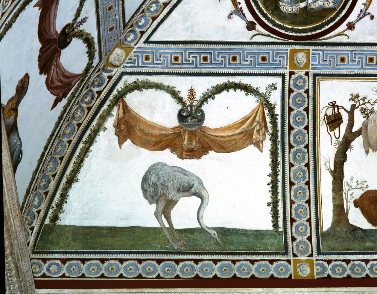 Camera con Fregio di Amorini Chamber of the Cupid Frieze detalj av en struts, freskomaleri fra 1520-tallet av Giulio Romano