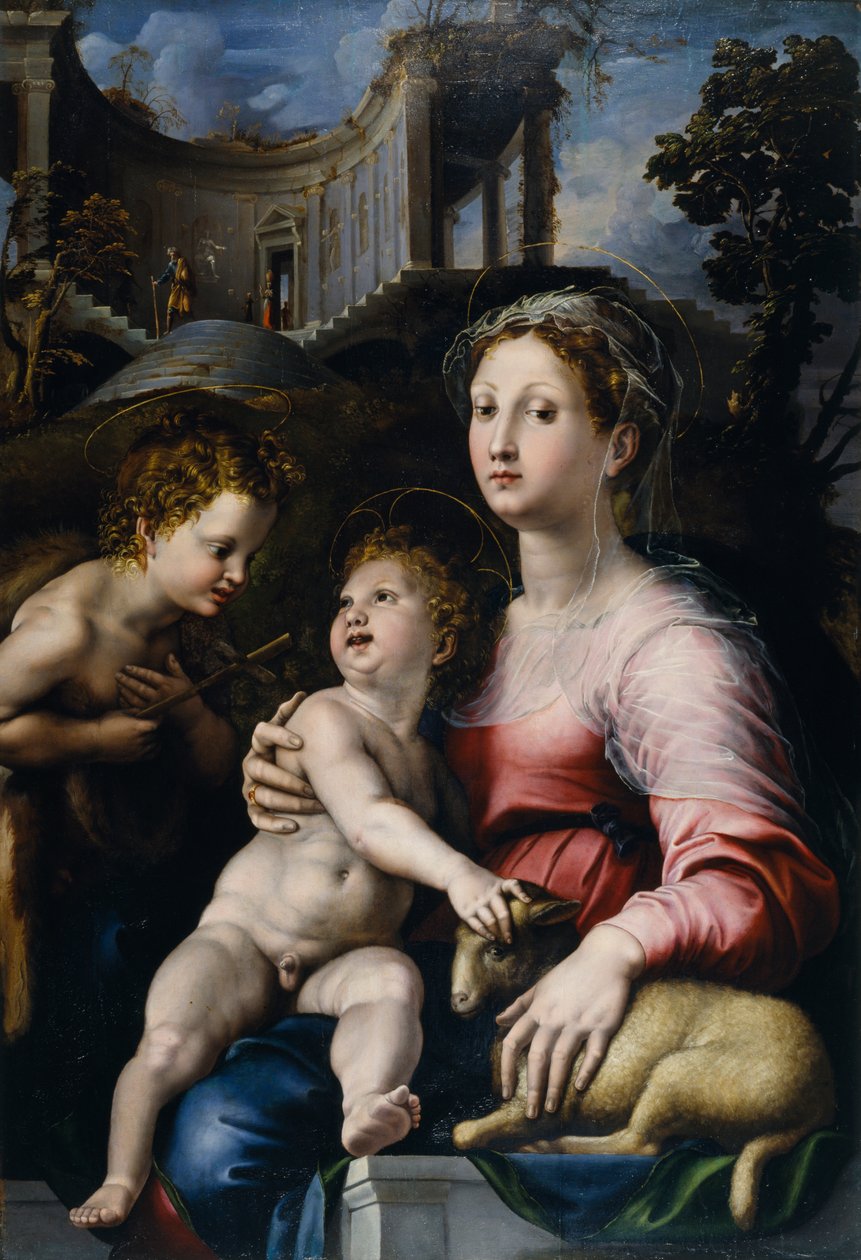 Madonnaen med barnet og døperen Johannes av Giulio Romano