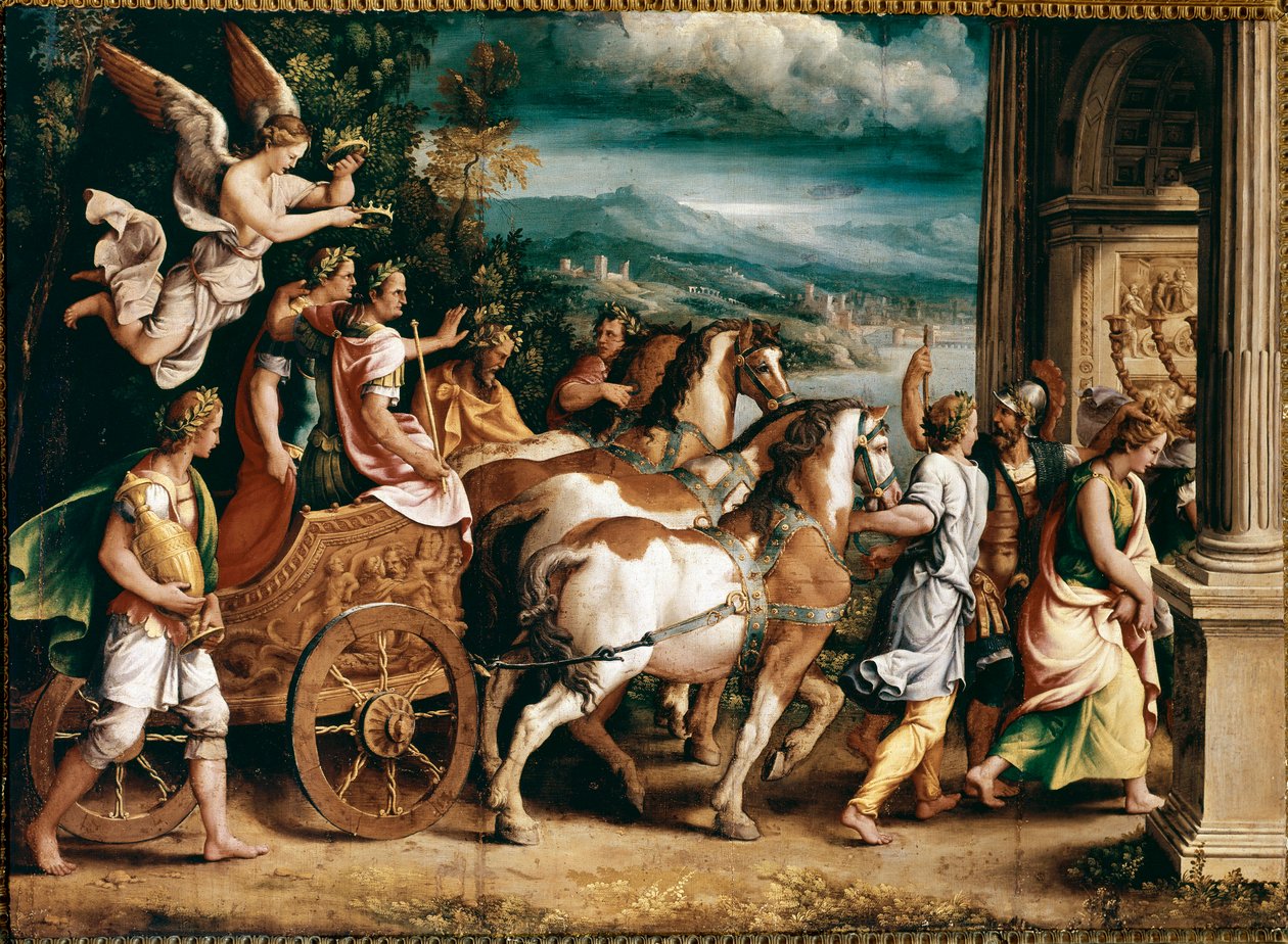 Triumf av Titus og Vespasian (maleri, ca 1537) av Giulio Romano