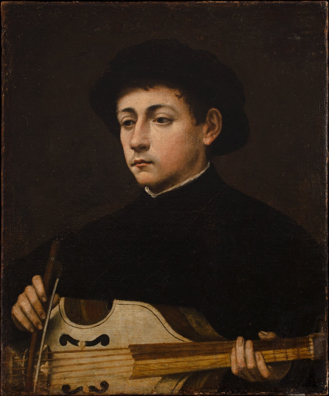 Portrett av en musiker av Giulio attr.to Campi