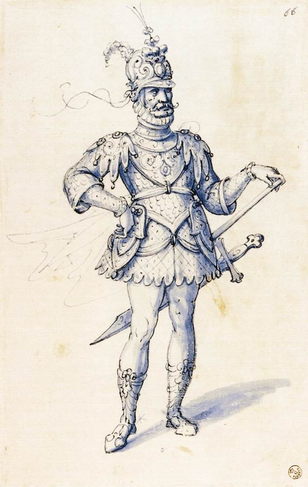 Kostymetegning for en ridder av Giuseppe Arcimboldo
