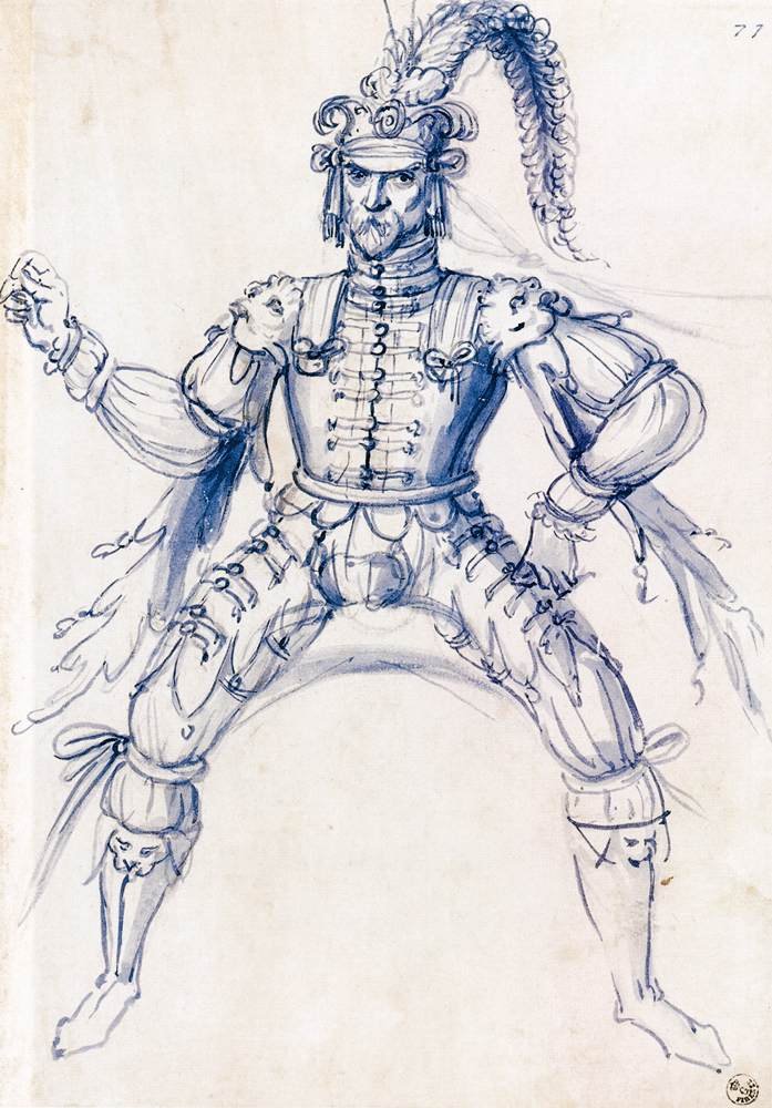 Kostymetegning for en ridder på hesteryggen av Giuseppe Arcimboldo