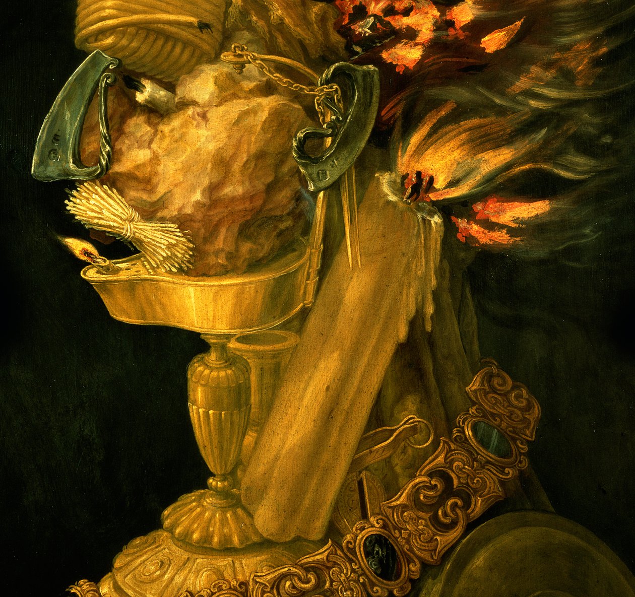 Brann, 1566 olje på tre detalj av 66136 av Giuseppe Arcimboldo