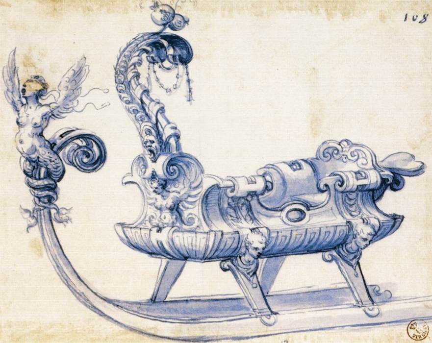 Skisse for en slede av Giuseppe Arcimboldo