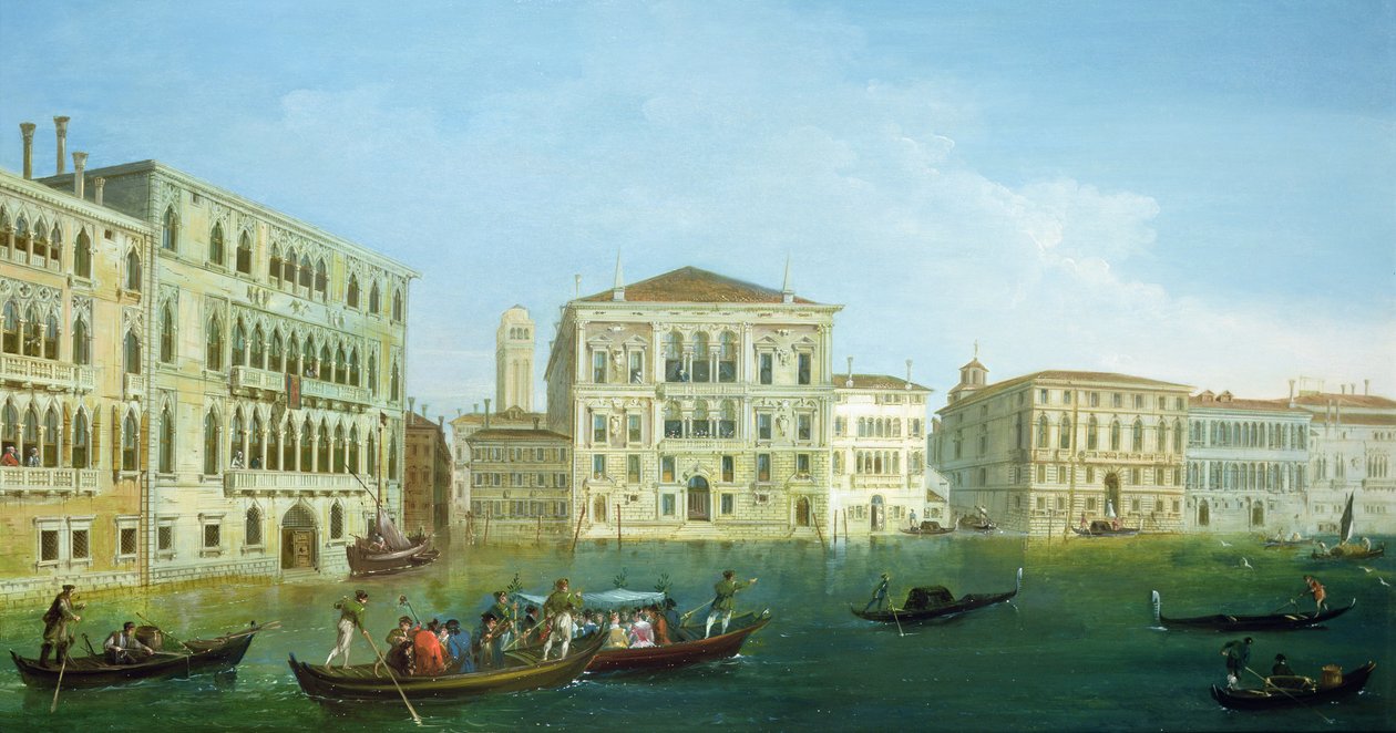 Casa Foscari og Palazzo Balbi, fra Canal Grande, Venezia av Giuseppe Bernardino Bison