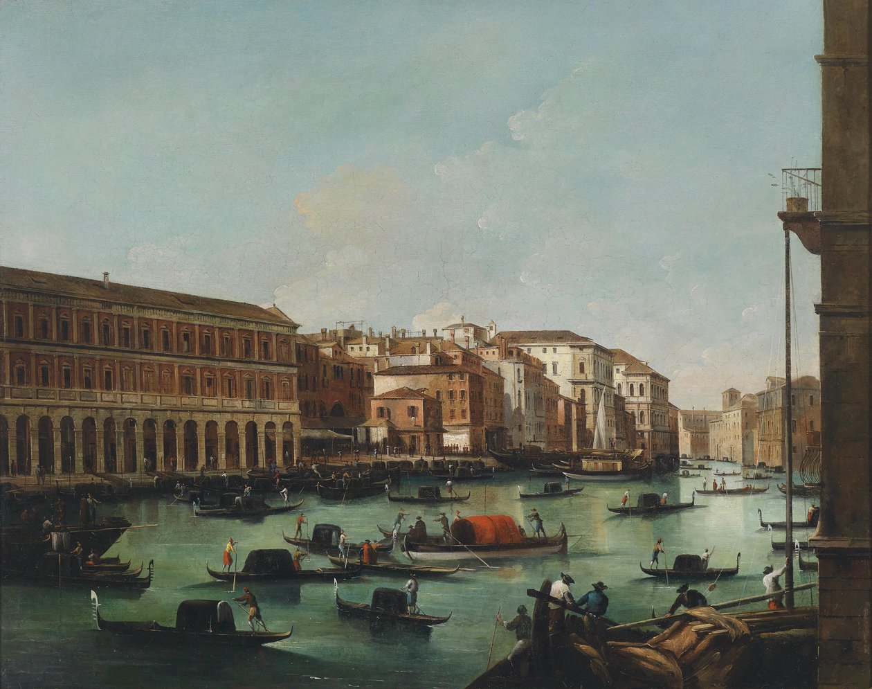 Venezia, utsikt fra Canal Grande med Fabbriche Nuove i Rialto av Giuseppe Bernardino Bison