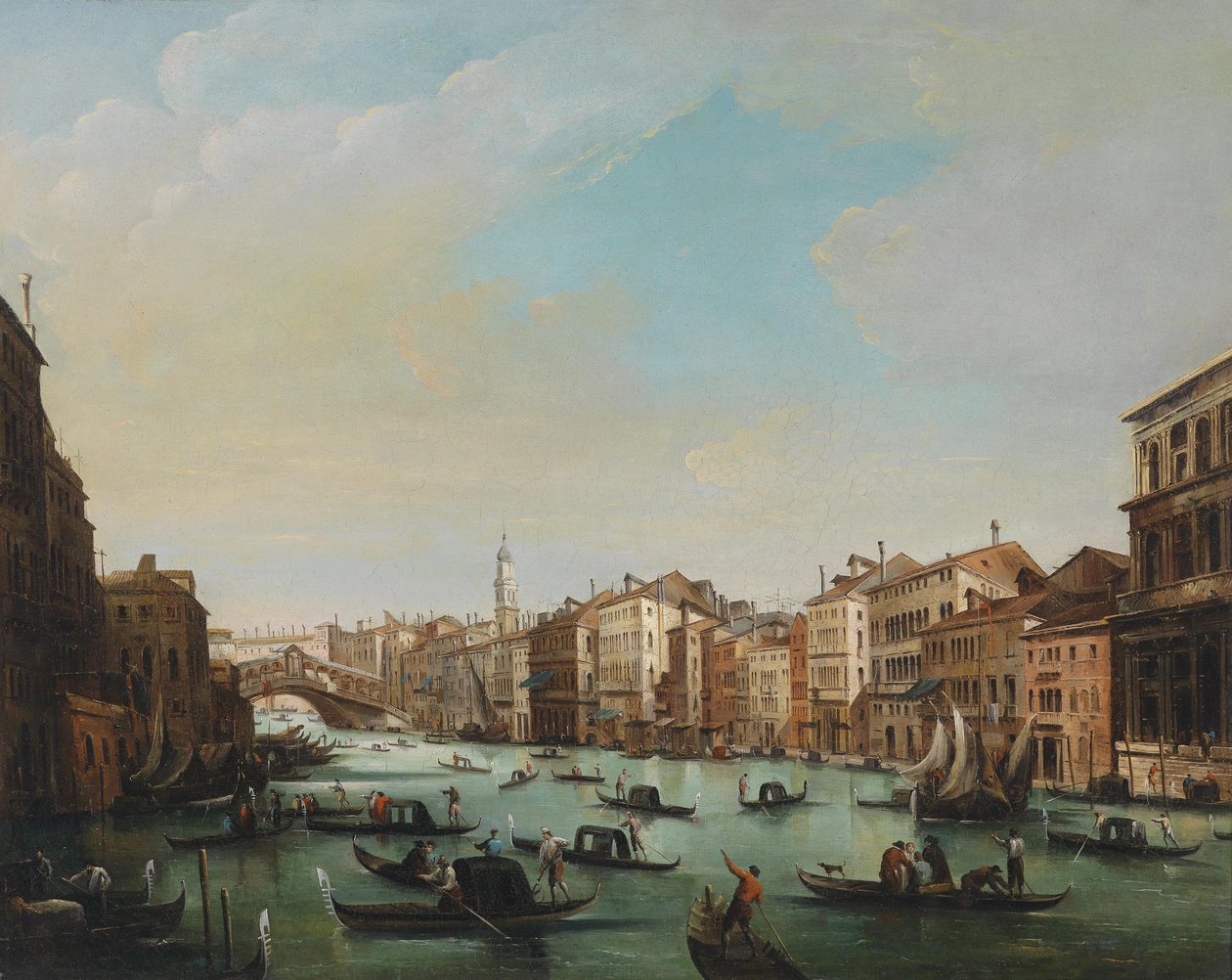 Venezia, utsikt fra Canal Grande med Rialtobroen av Giuseppe Bernardino Bison