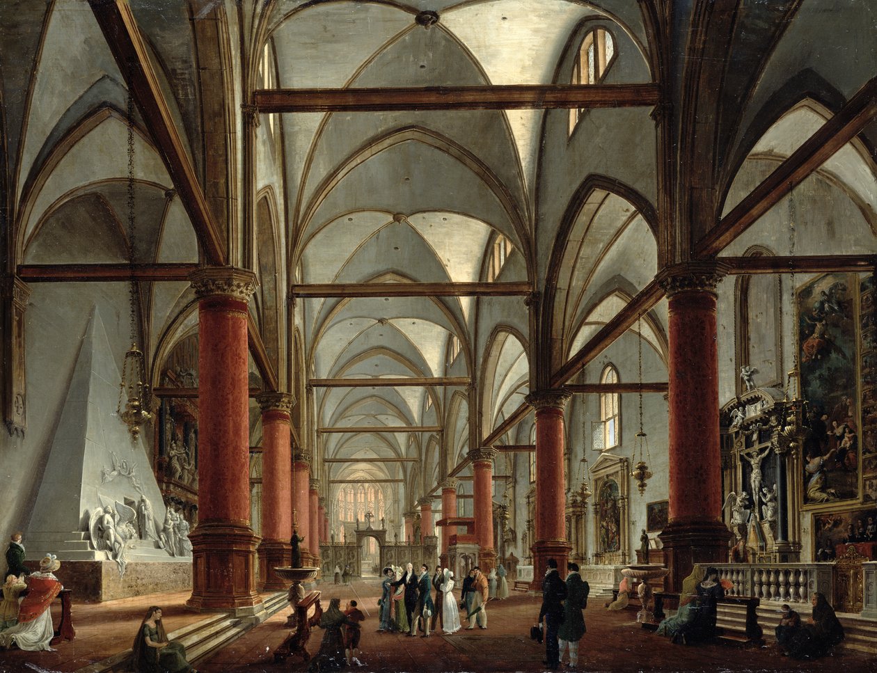 Leopoldo Cicognara (1767-1834) Kommenterer monumentet Canova (1827) i kirken Santa Maria Gloriosa dei Frari, Venezia, 1828 av Giuseppe Borsato