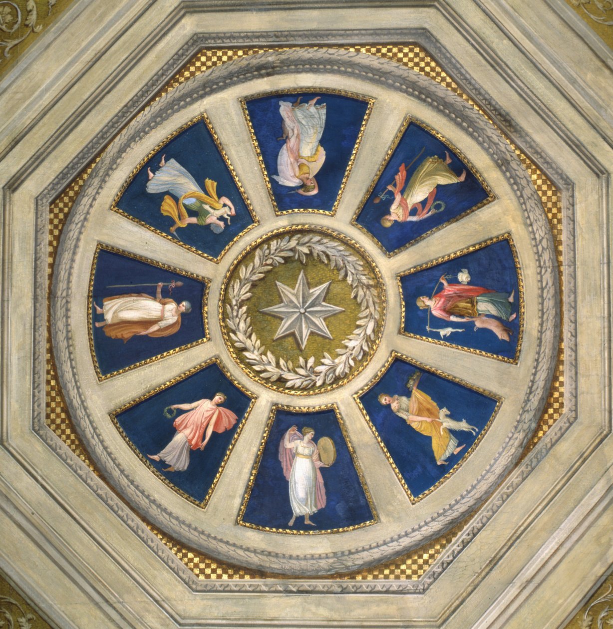 Maenad-taket i Palazzo Chigi, Roma, ca. 1770-tallet av Giuseppe Cades