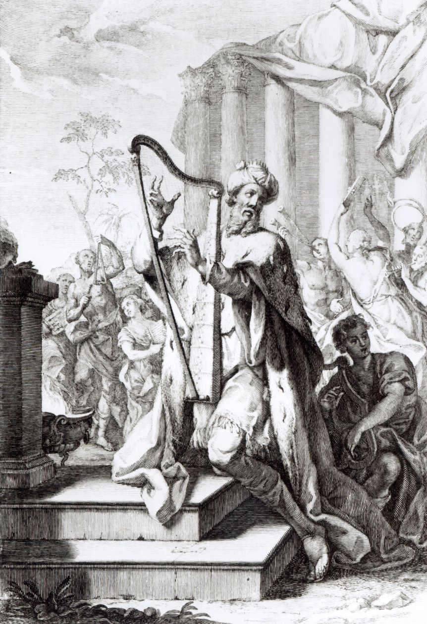 King David Playing the Lyre, gravert av A Faldanus av Giuseppe Camerata