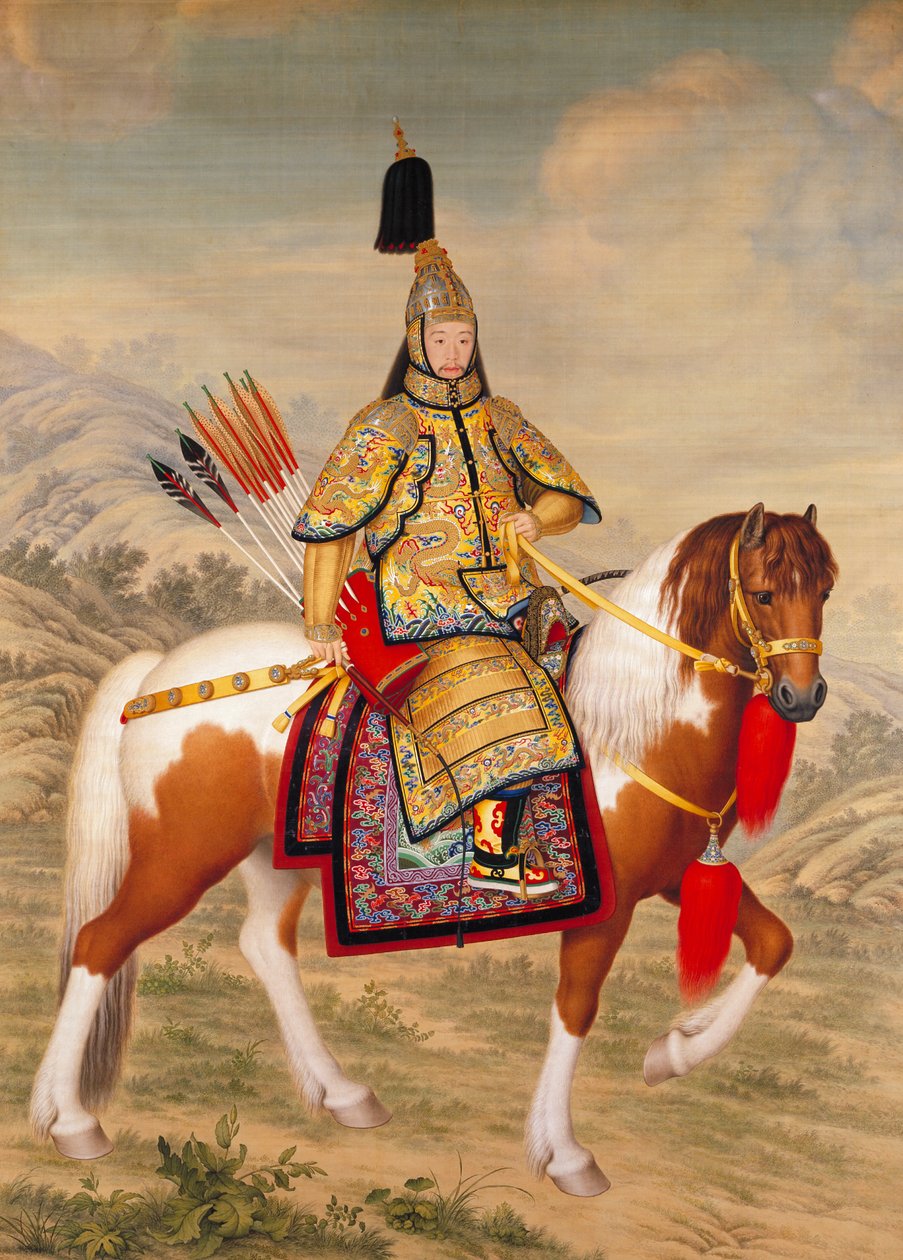 Qianlong -keiseren i seremoniell rustning til hest av Giuseppe Castiglione