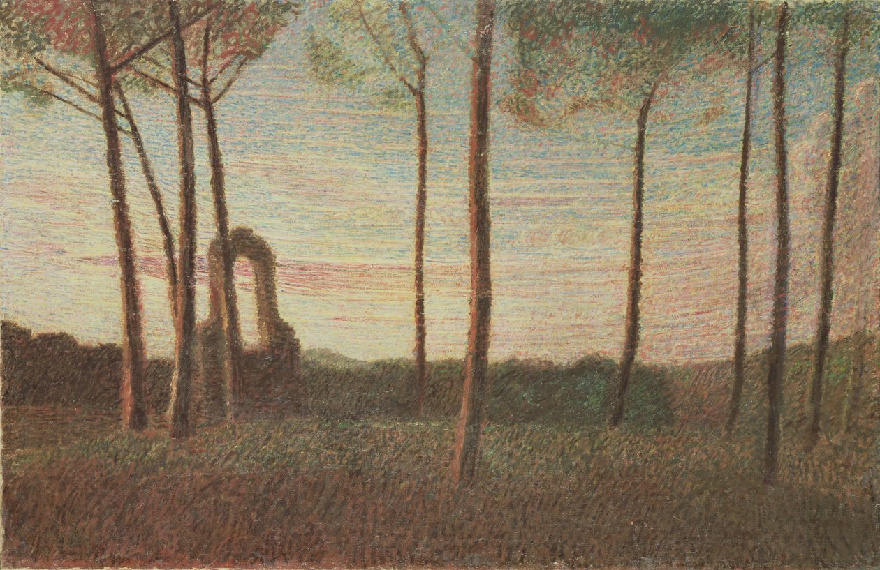 Landskapet til Villa Borghese, 1906 av Giuseppe Pellizza da Volpedo