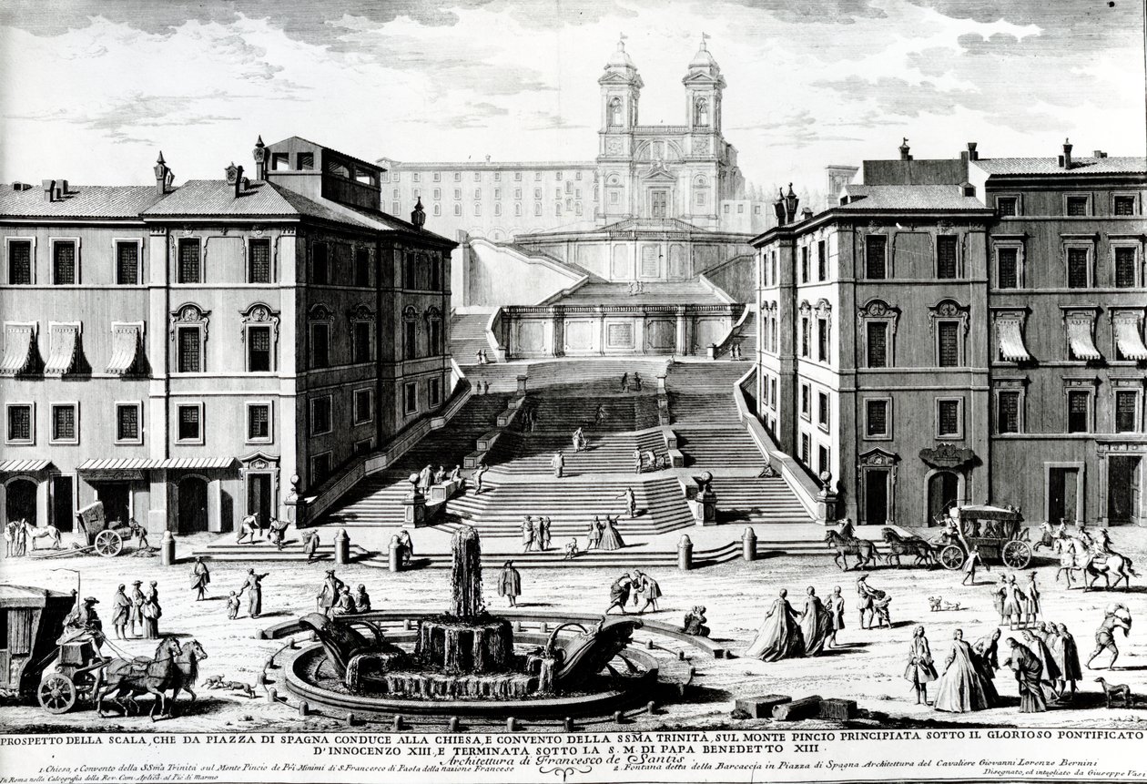 Spansketrappen, ca. 1740 av Giuseppe Vasi