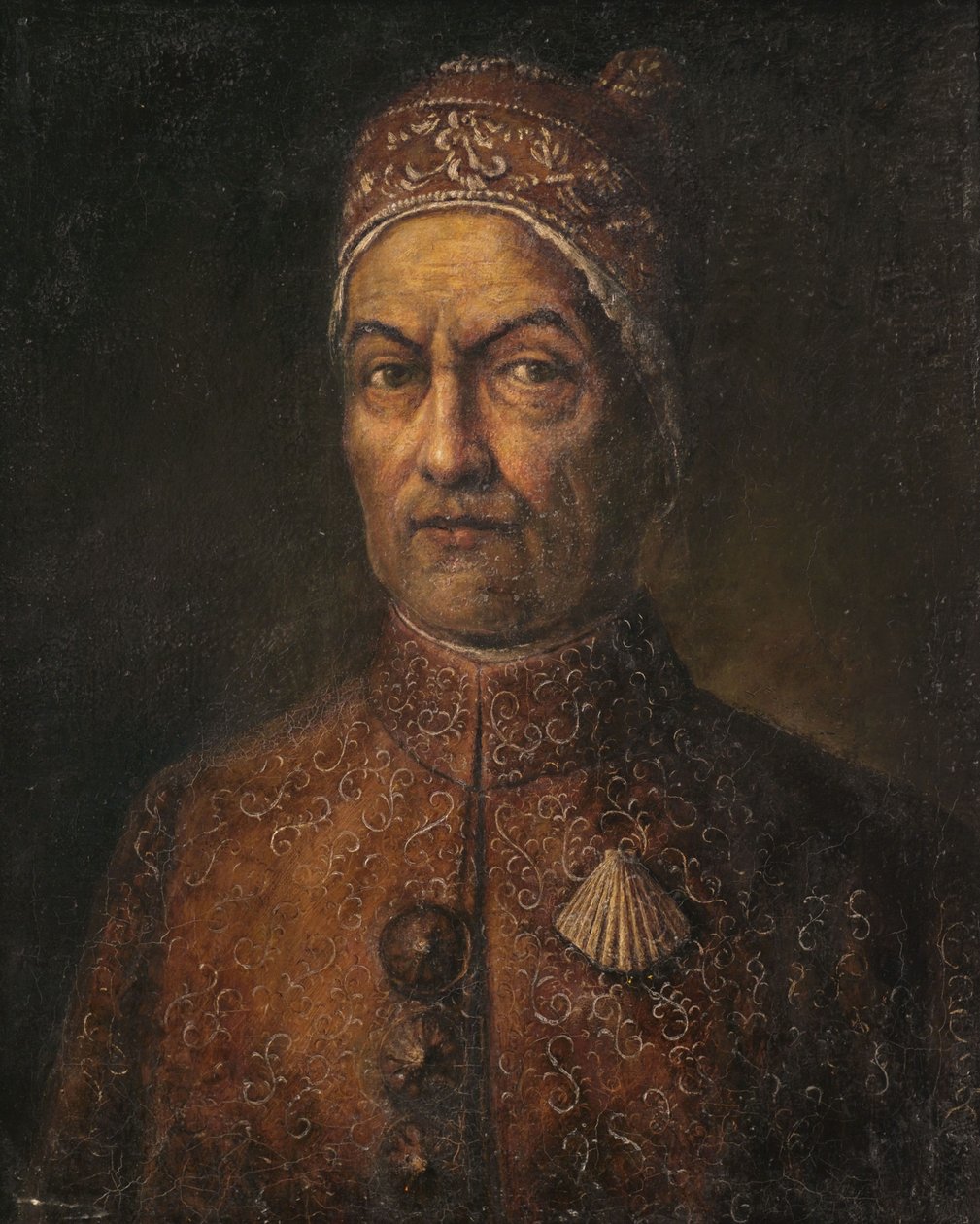 Portrett av en doge i brokede regalier. av Giuseppe Ghislandi