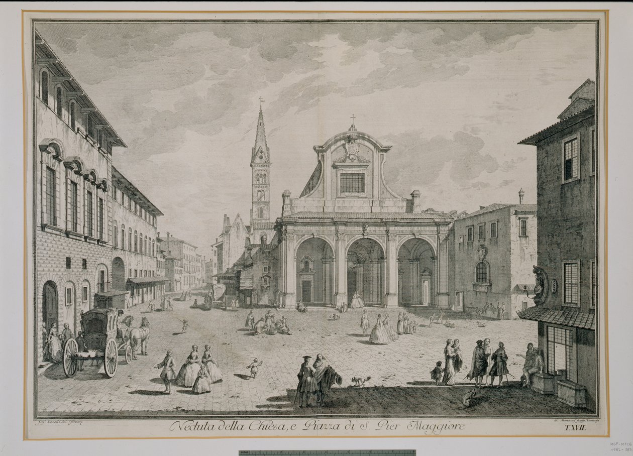 Utsikt over kirken San Pier Maggiore, Firenze av Giuseppe Zocchi