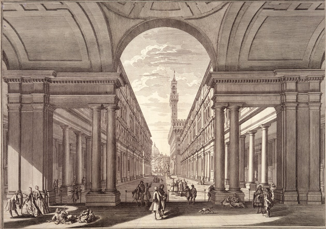 Utsikt over Uffizi, Firenze av Giuseppe Zocchi