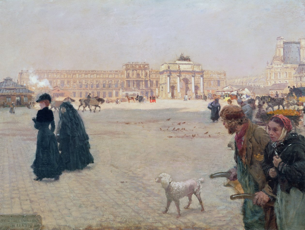 La Place du Carrousel, Paris: Ruinene av Tuileriene, 1882 av Giuseppe de Nittis