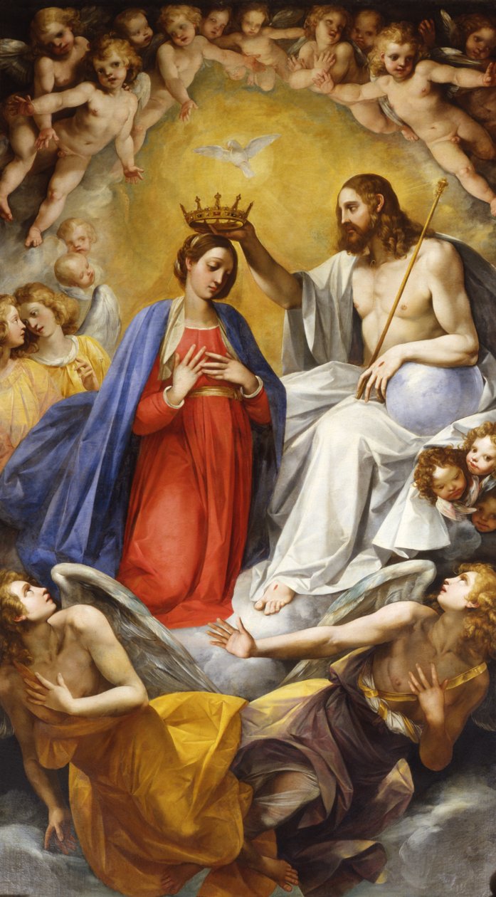 Coronation of the Virgin (olje på lerret) av Giuseppe Cesari