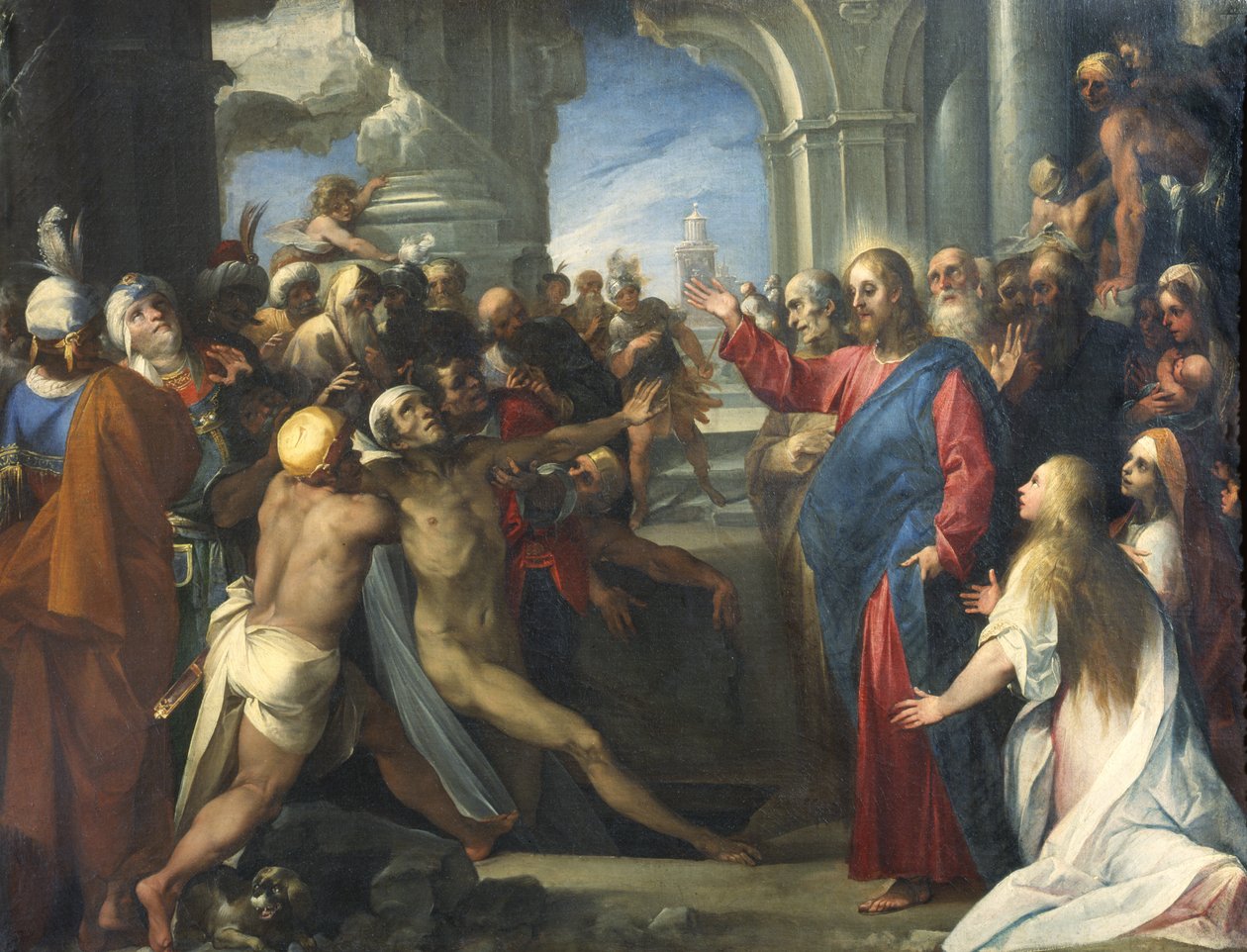 Raising of Lazarus (olje på lerret) av Giuseppe Cesari