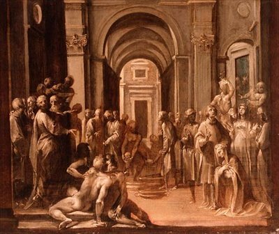 St. Laurence Among the Poor and Sick, modello for en freskomaleri av Giuseppe Cesari