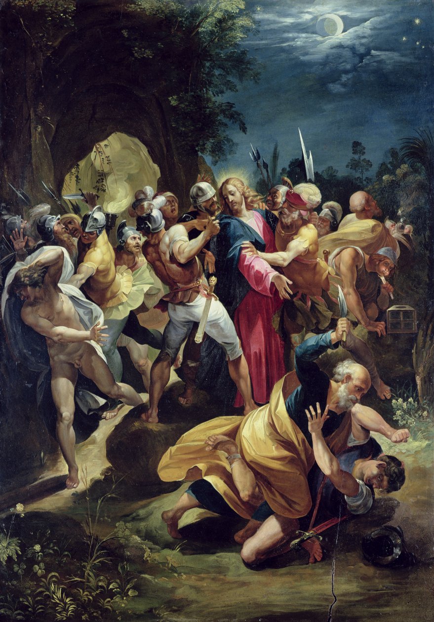 The Arrest of Christ, ca. 1590-tallet (olje på panel) av Giuseppe Cesari