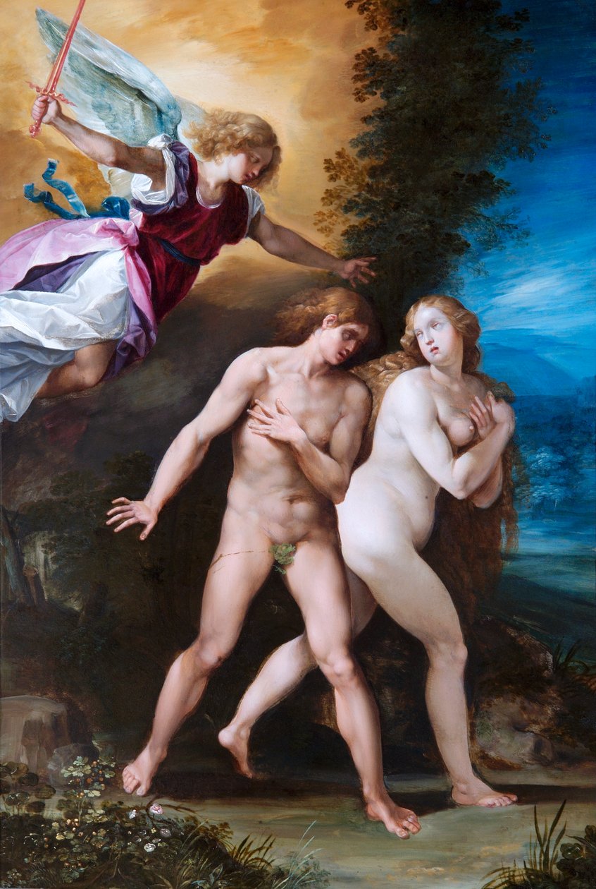 The Expulsion from Paradise, ca. 1600-40 (olje på kobber) av Giuseppe (1568 1640) Cesari