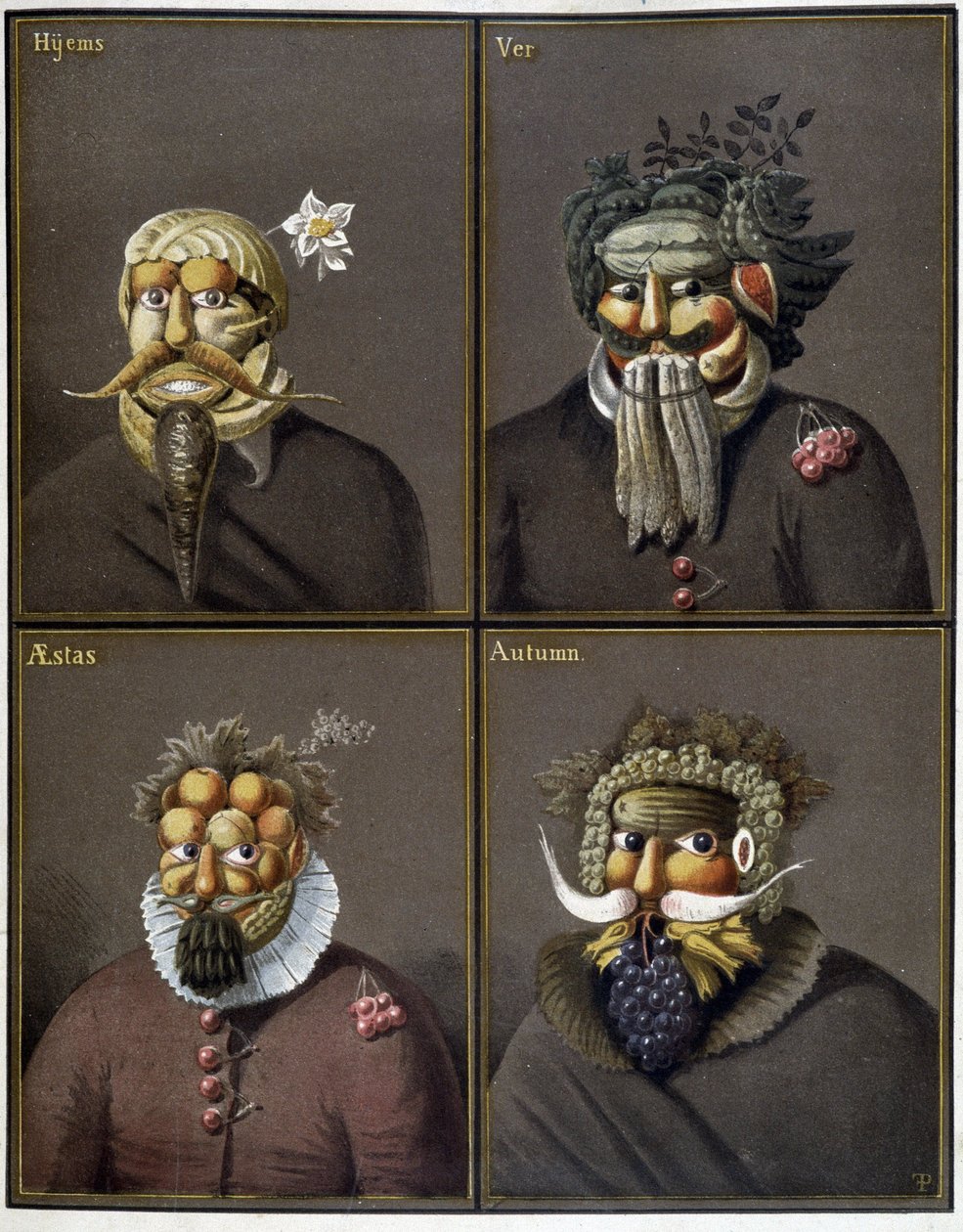 De fire årstidene: menn med grønnsakshoder i veien for Giuseppe Arcimboldo. av Giuseppe (style of) Arcimboldo