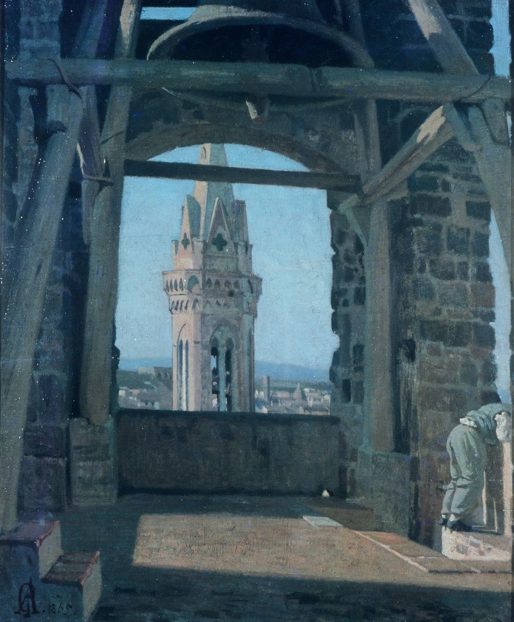 Tower of Palazzo del Podesta, av Giuseppe Abbati (1836-1868). av Giuseppe Abbati