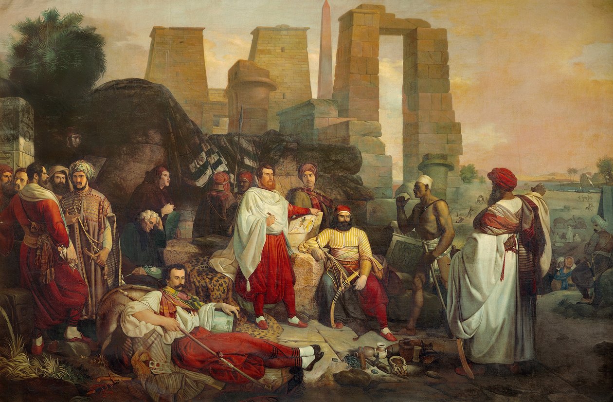 Den fransk-toskanske arkeologiske ekspedisjonen til Egypt (olje på lerret) av Giuseppe Angelelli