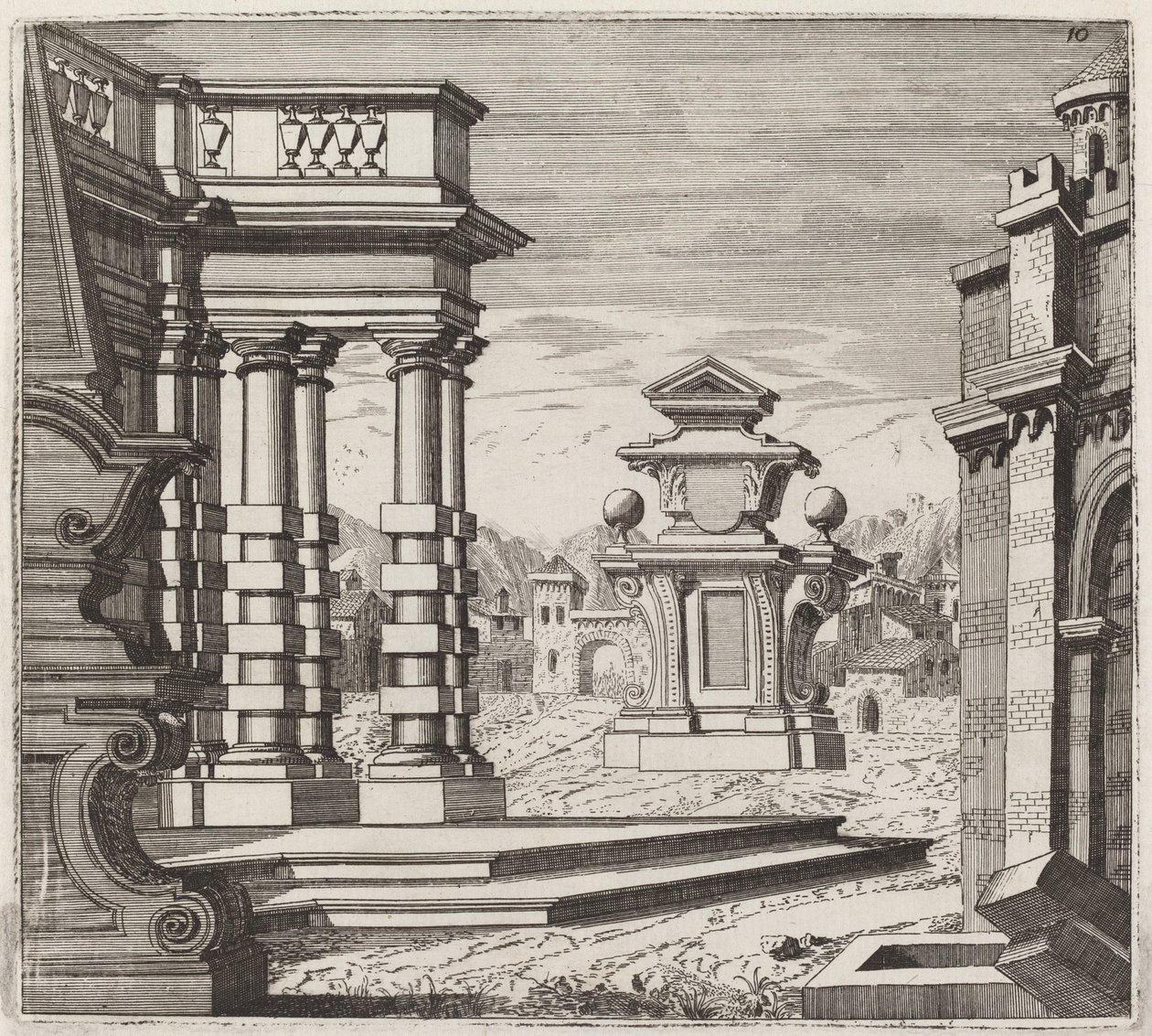 Arkitektonisk fantasi med portaler og monumenter av Giuseppe Antonio Landi
