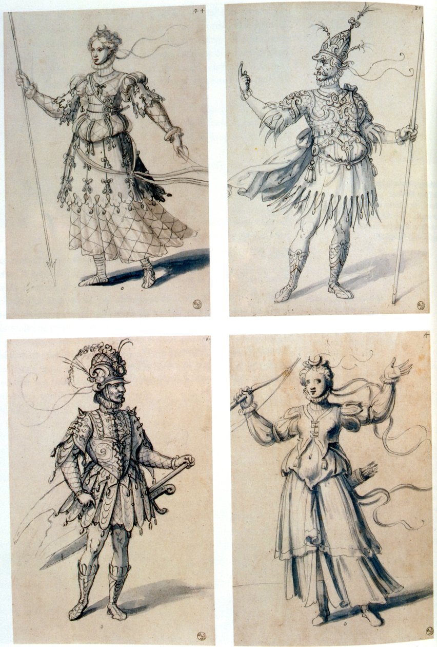 Kostymedesign for klassiske guddommer, 1500-tallet av Giuseppe Arcimboldi