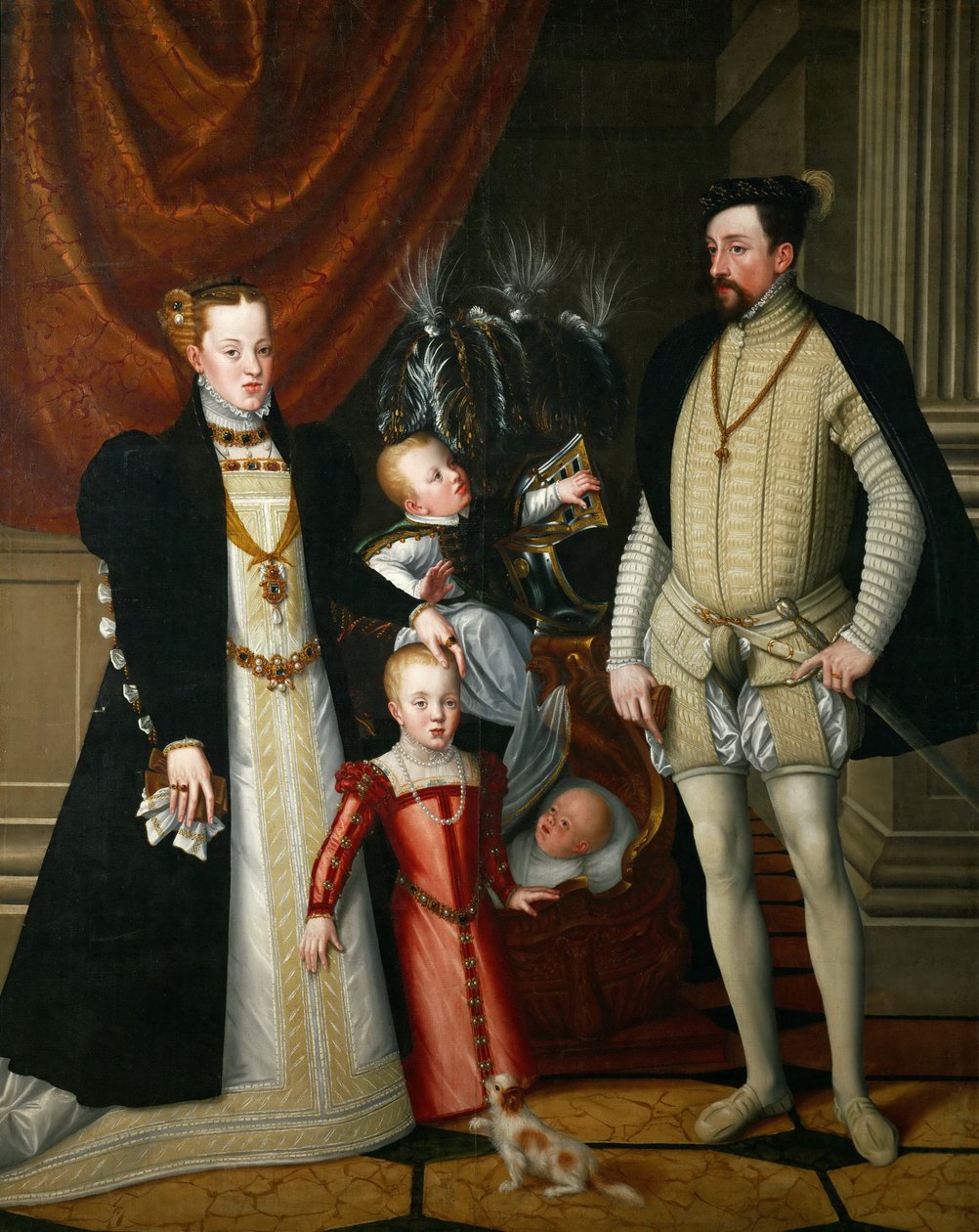 Den hellige romerske keiser Maximilian II av Østerrike 1527-1576 og hans kone Infanta Maria av Spania med av Giuseppe Arcimboldo