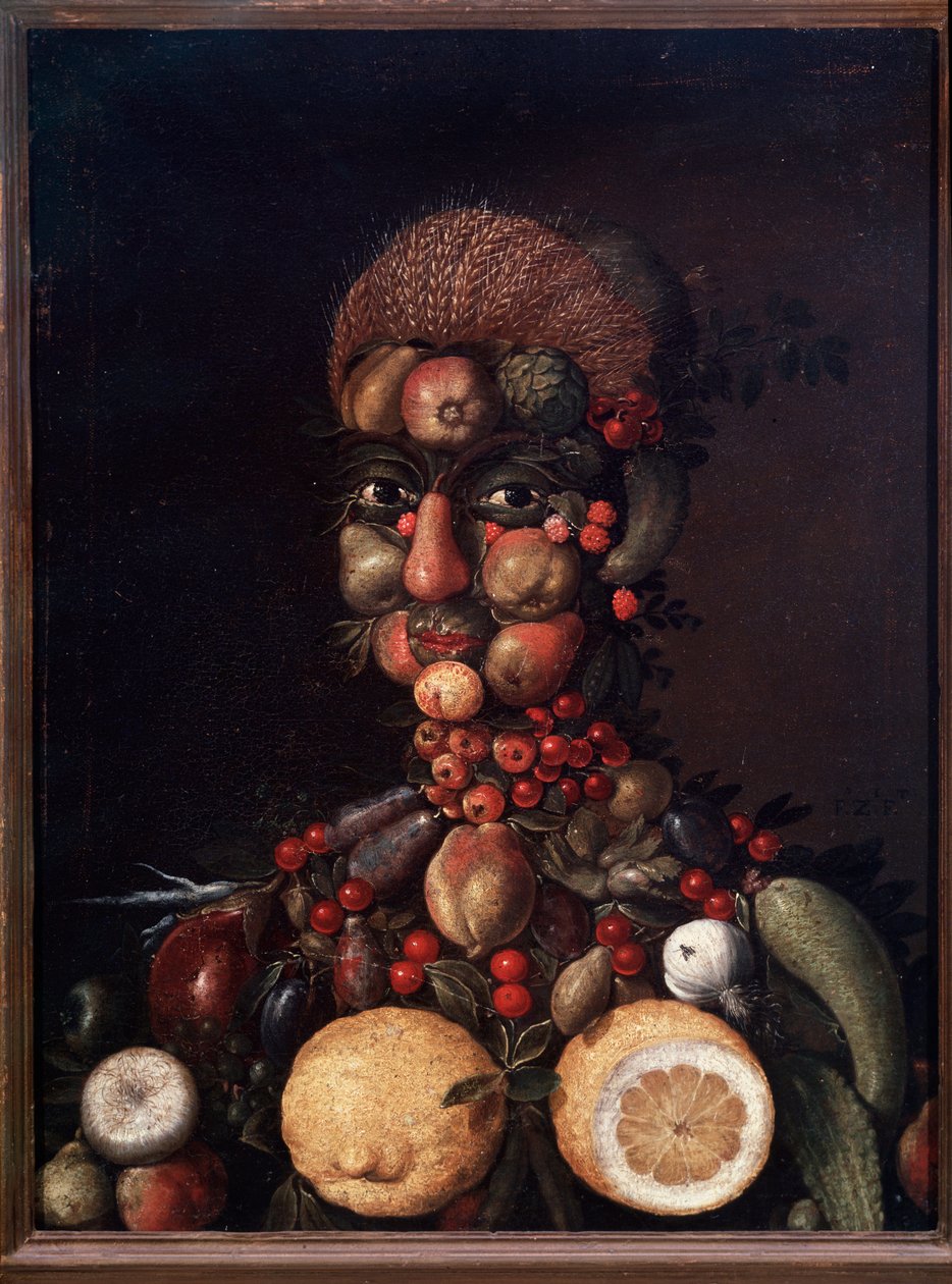 Menneskelig figur laget av frukt og grønnsaker (maleri av Giuseppe Arcimboldo