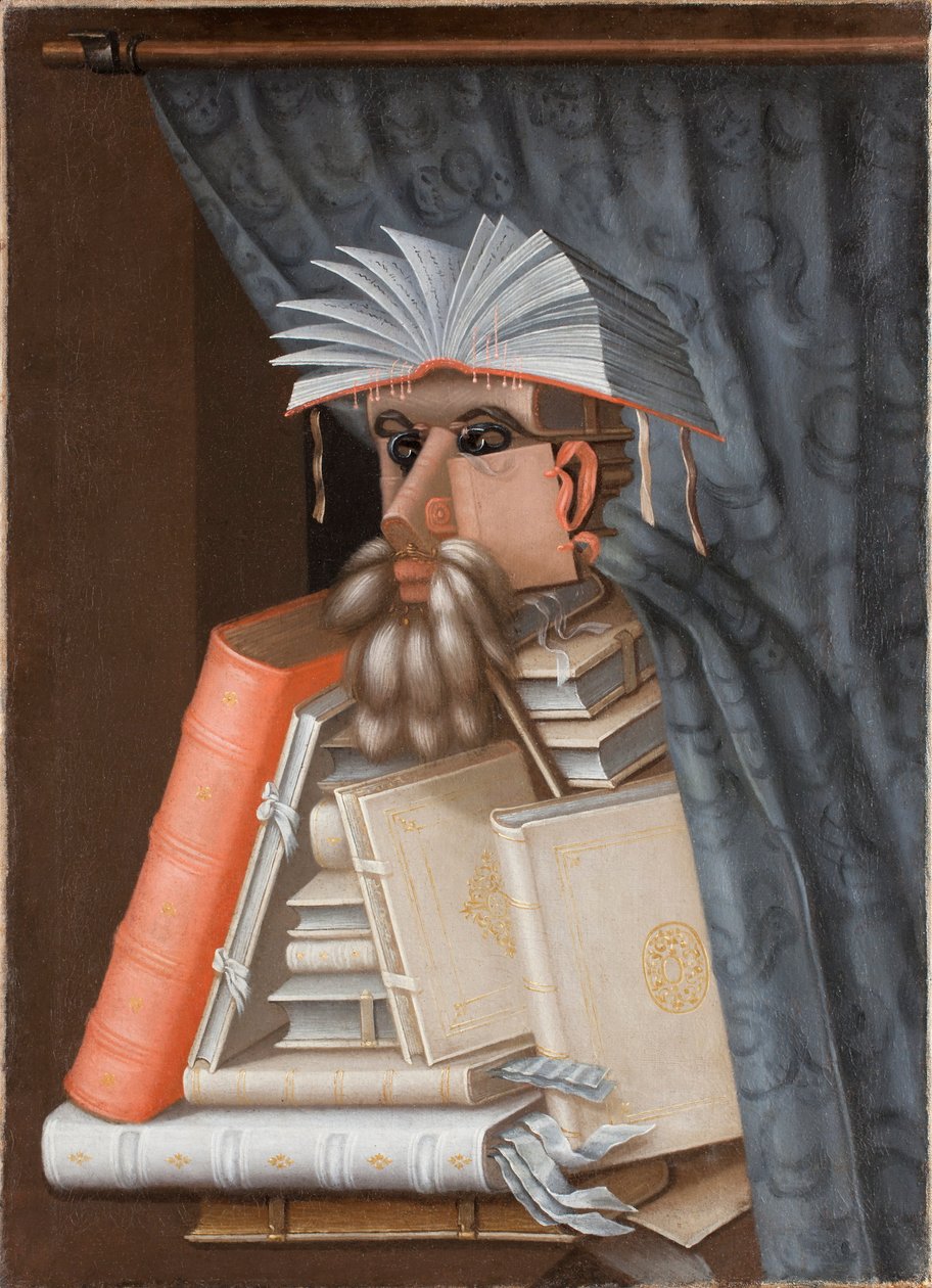 Portrettkarikaturen «Bibliotekaren», trolig av lærde Wolfgang Lazius (1514-1565) av Giuseppe Arcimboldo