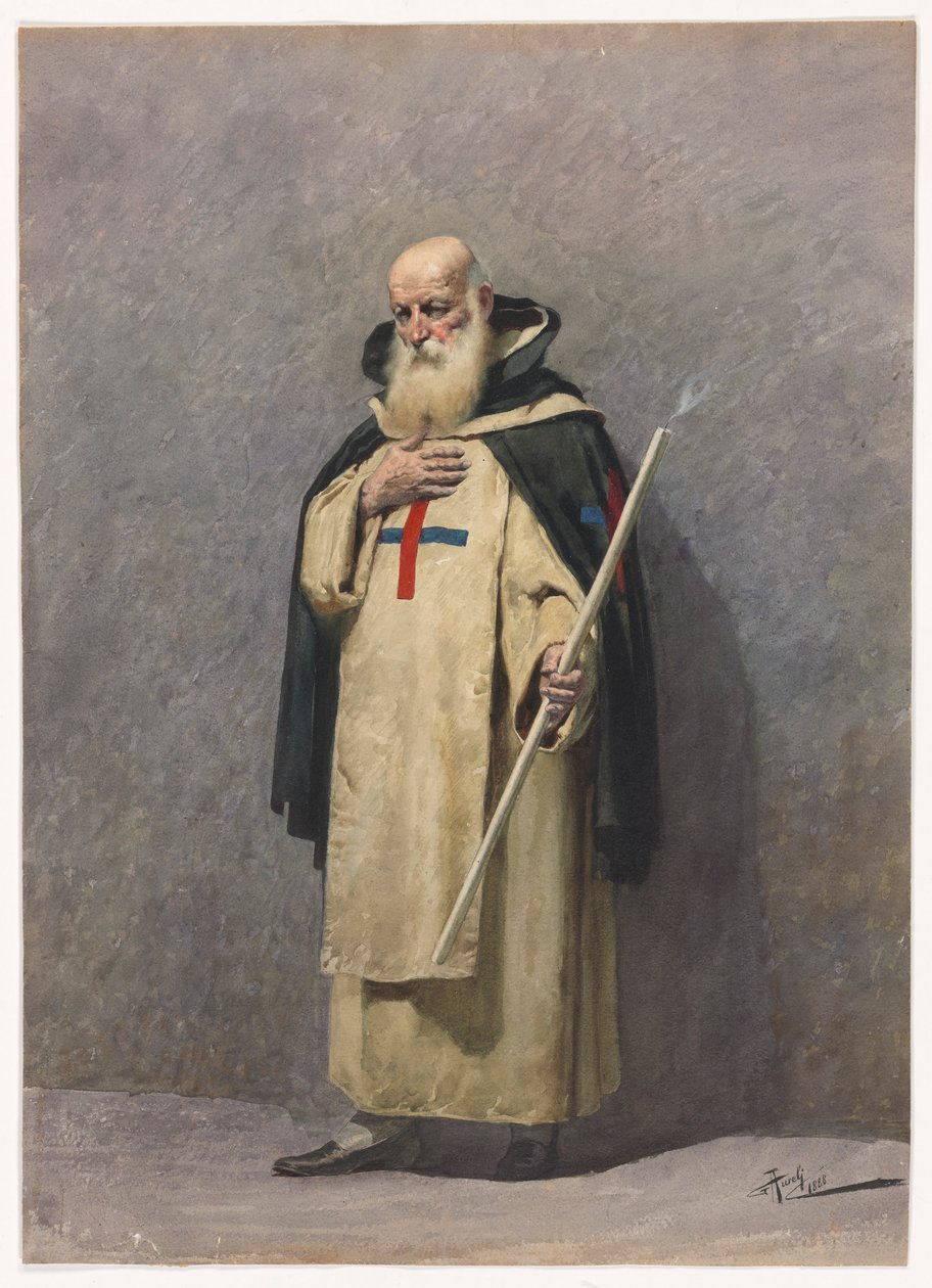 En eldre prest står av Giuseppe Aureli