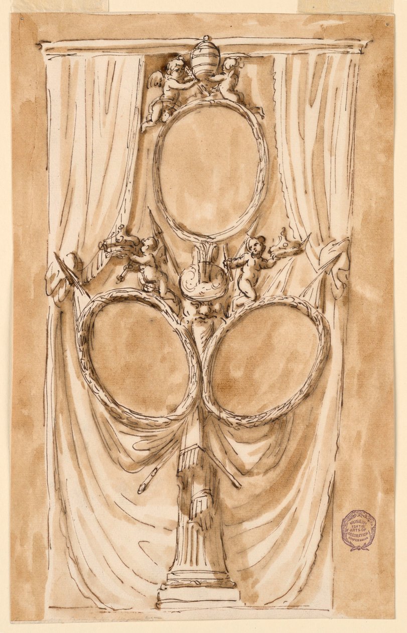 Dekor for portrett av pave Pius VI og kongeparet av Giuseppe Barberi