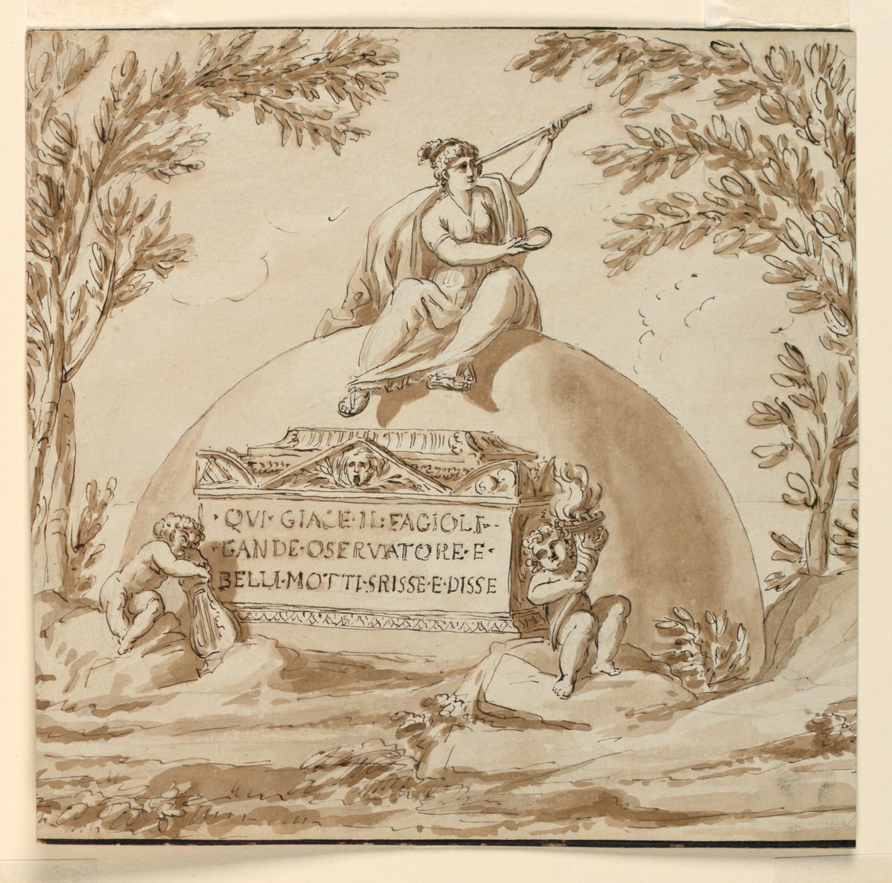 Gravmonument for astronom Giovanni B. Fagiuoli av Giuseppe Barberi