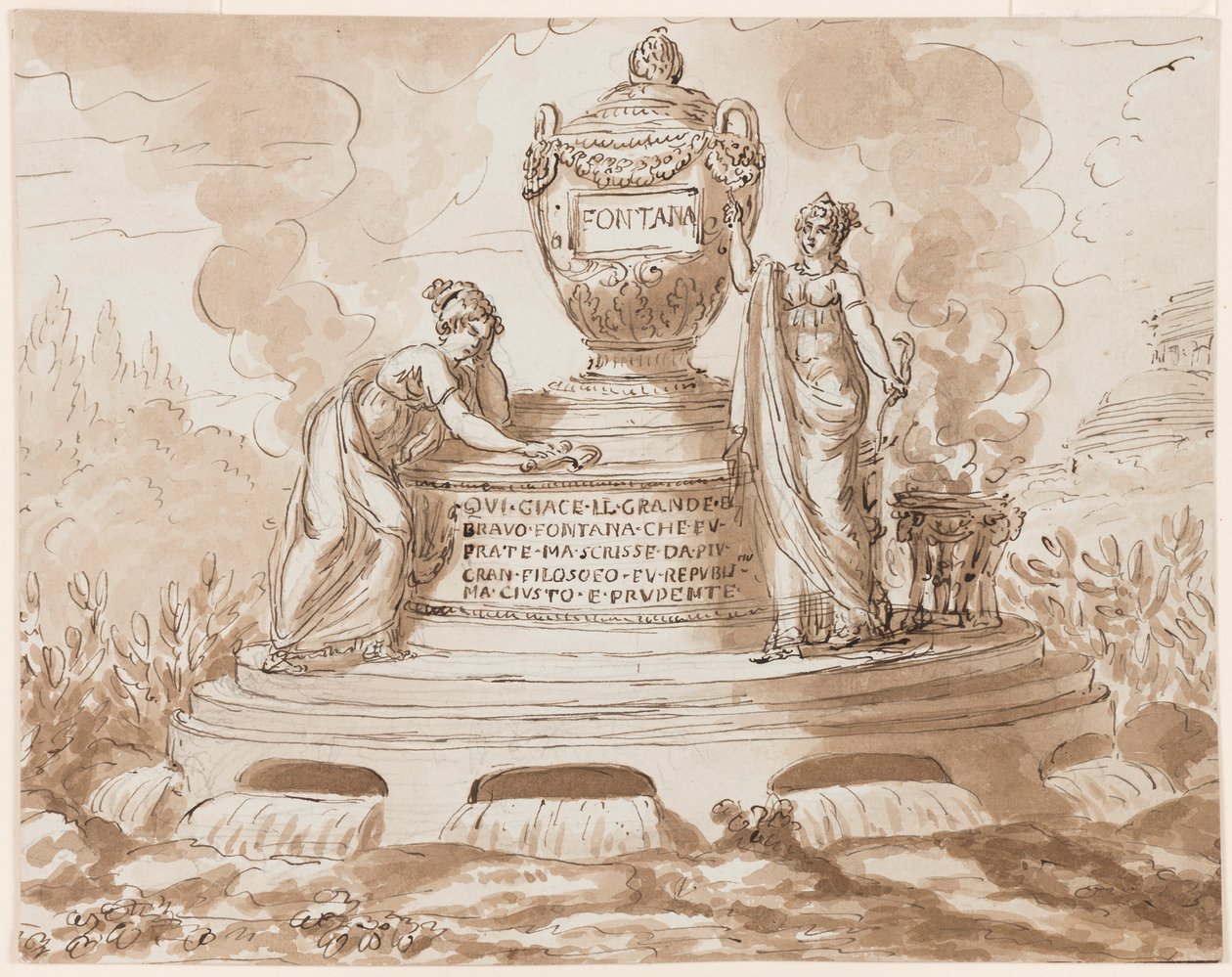 Gravmonument for Felice Fontana, professor i filosofi, Padua av Giuseppe Barberi