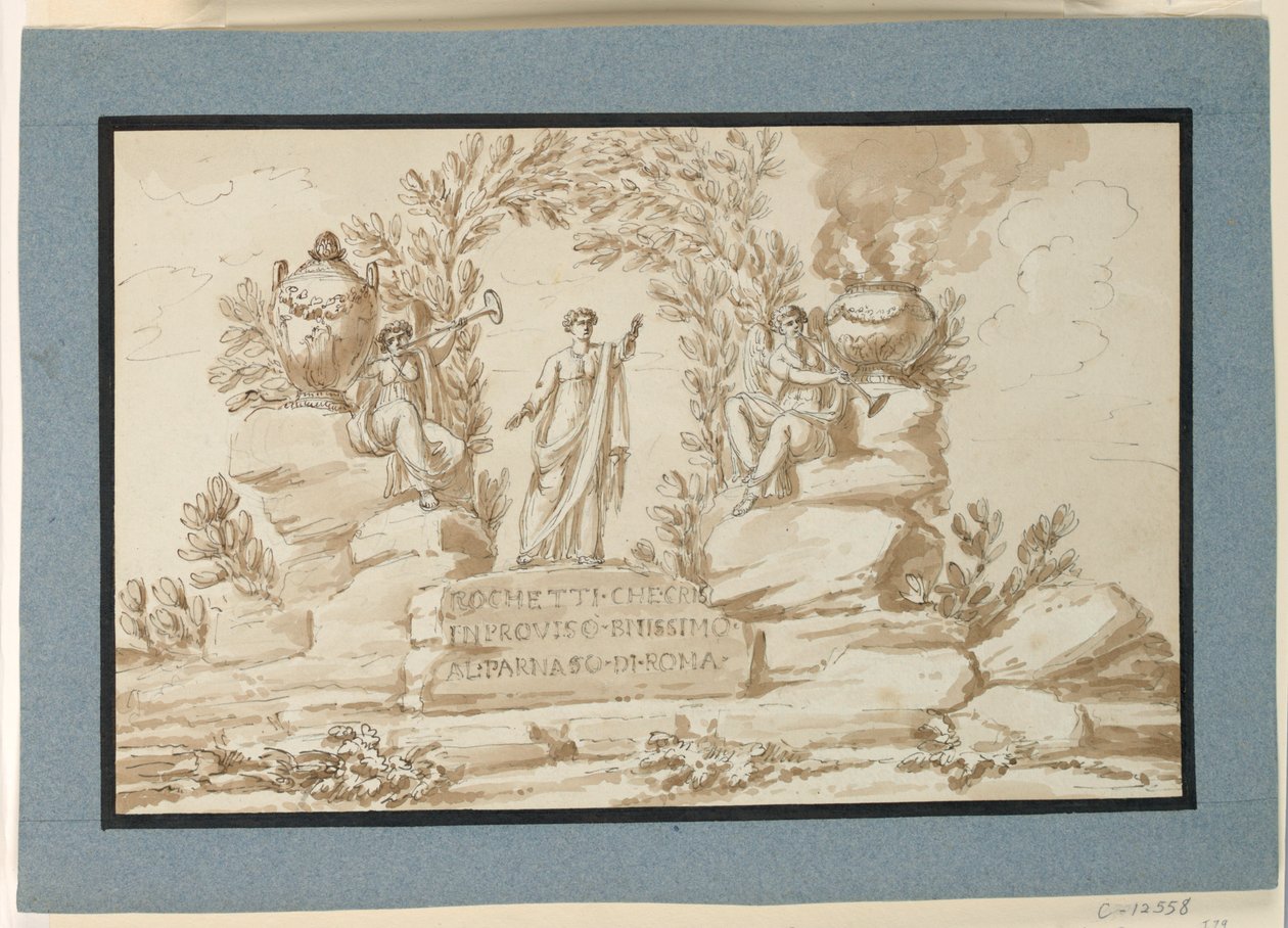 Gravmonument for improvisator Rochetti av Giuseppe Barberi