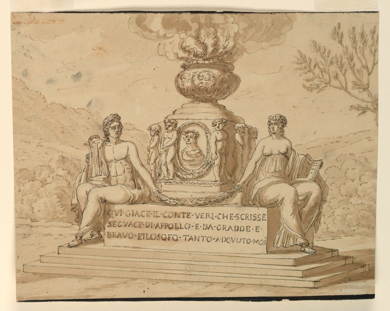 Gravmonumentet til filosofen grev Alessandro Verri av Giuseppe Barberi