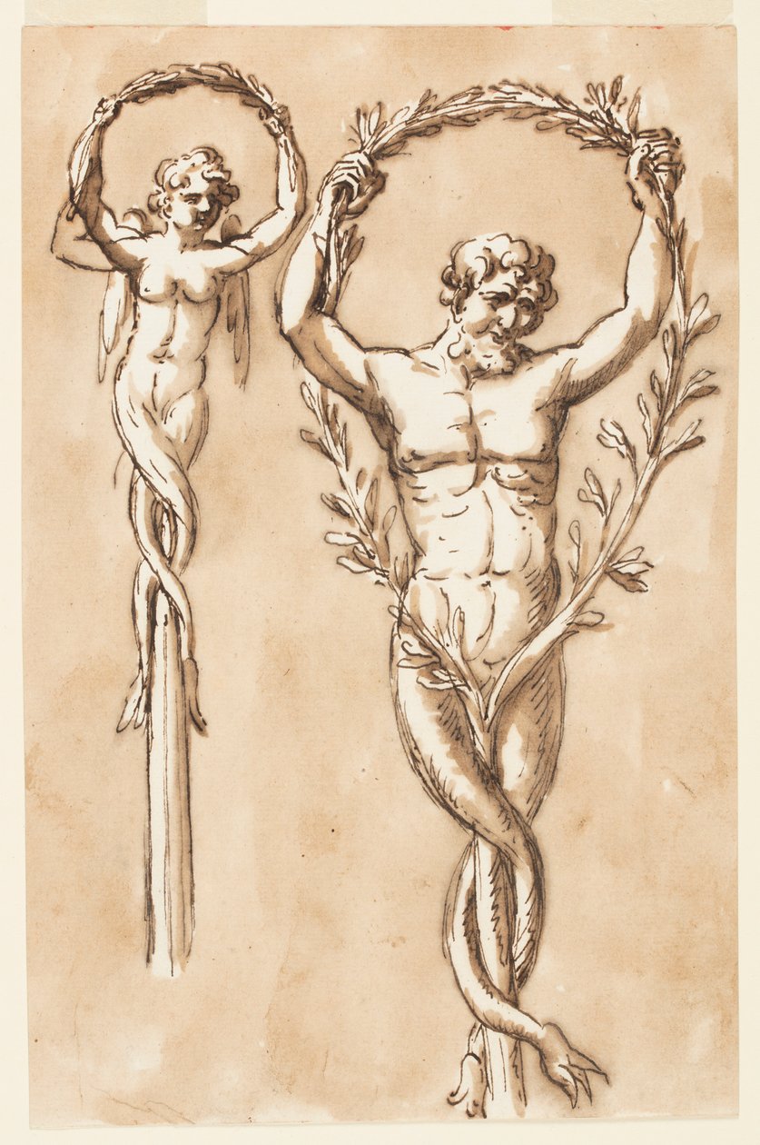 To figurer som topper av stolper av Giuseppe Barberi