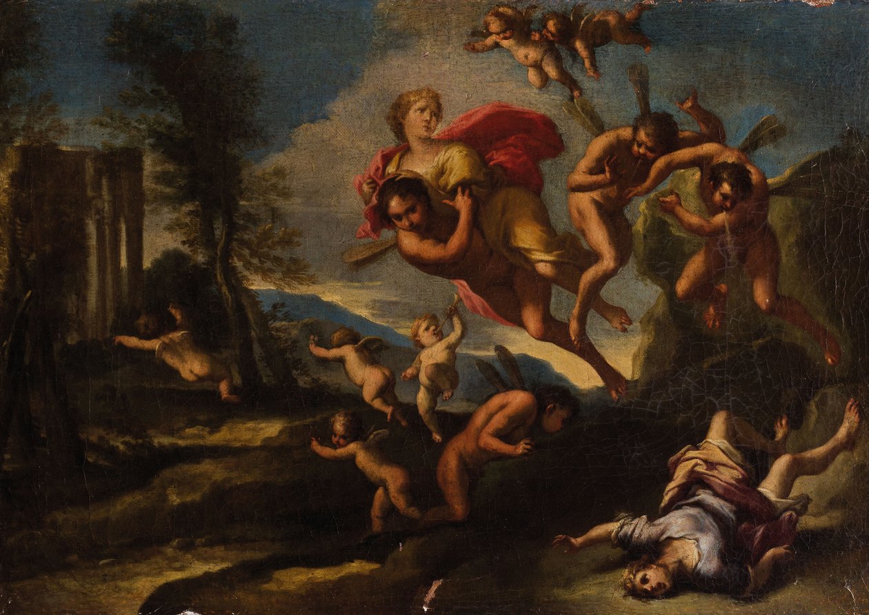 Boreas bortfører Orithyia. av Giuseppe Bartolomeo Chiari