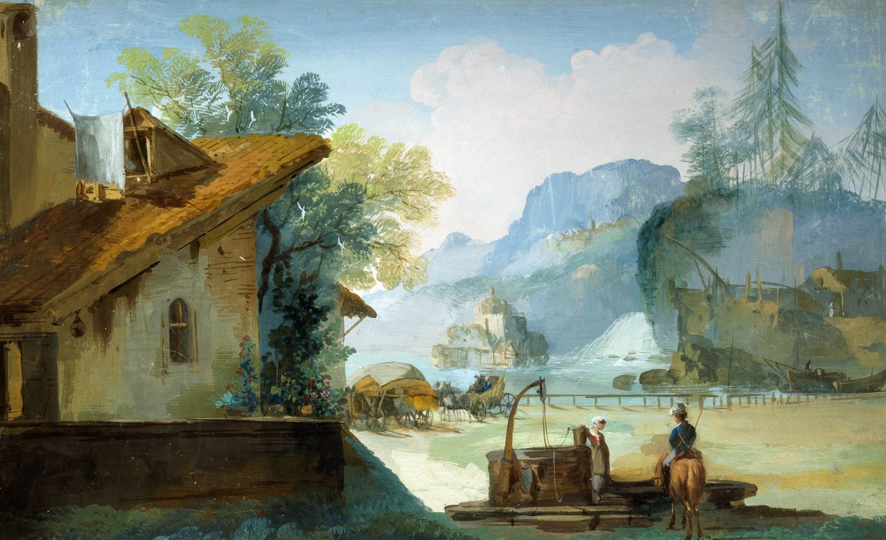 Maid at well, av Giuseppe Bernardino Bison (1762-1844) av Giuseppe Bernardino Bison