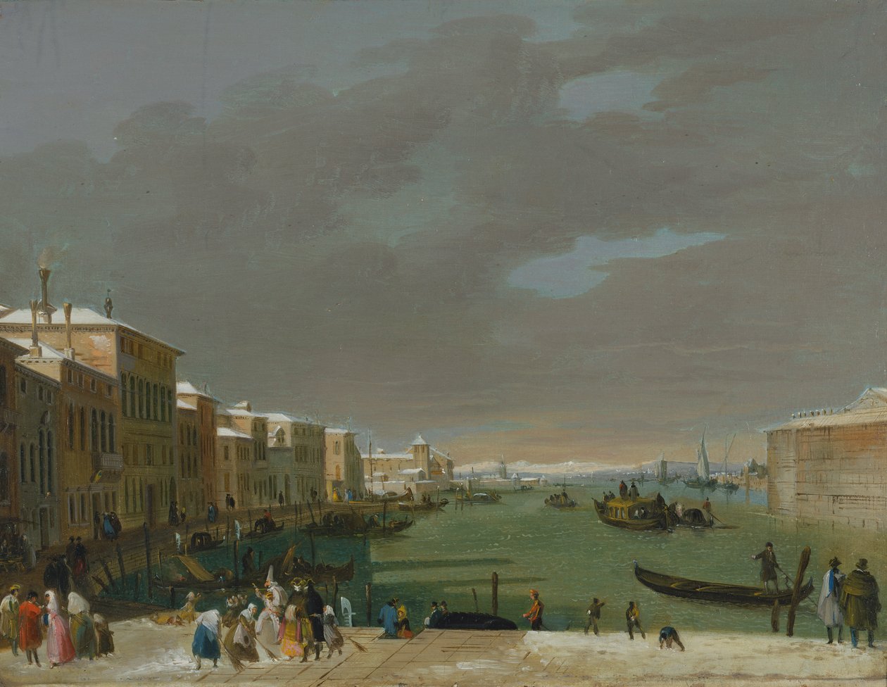 Venezia med snø og masker av Giuseppe Bernardino Bison