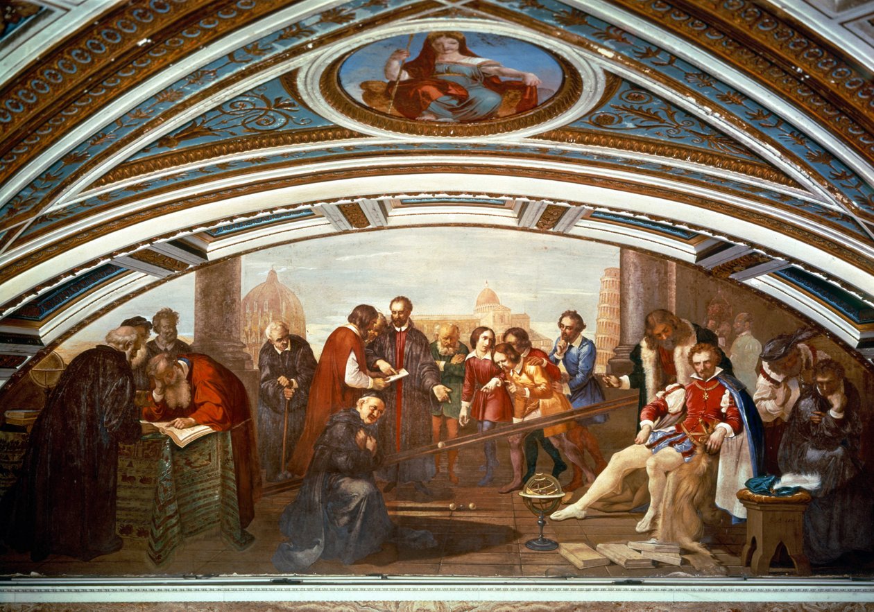 Galileo Galilei demonstrerer tyngdeloven i nærvær av Giovanni De