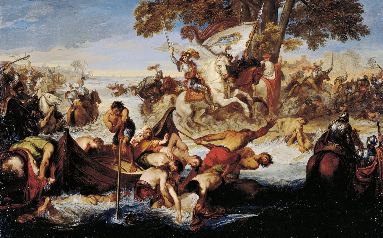 Giovanni delle Bande Neres hær krysser Adda, av Giuseppe Bezzuoli (1784-1855) av Giuseppe Bezzuoli
