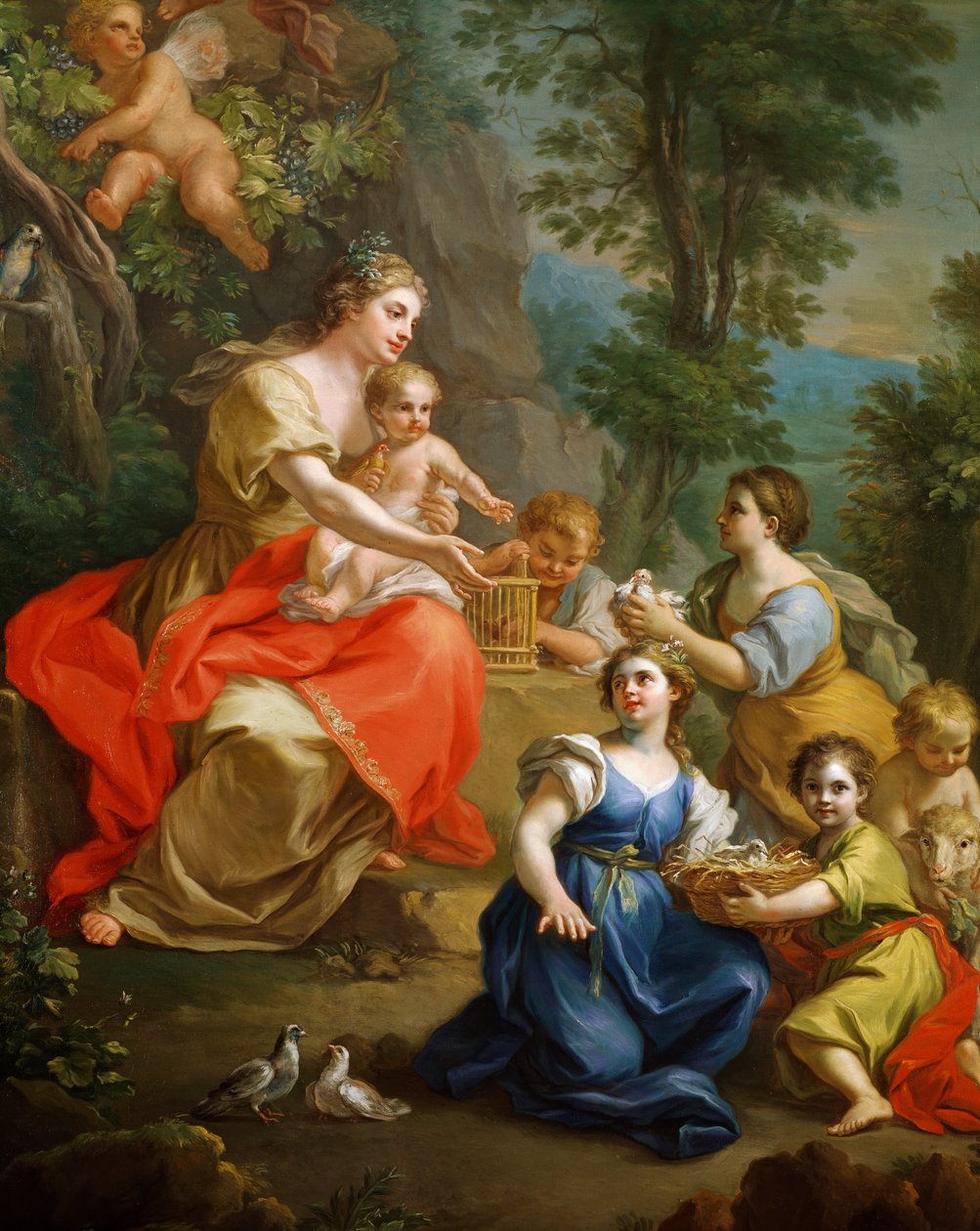Allegory of Innocence, av Giuseppe Bonito (1707-1789), Detalj av Giuseppe Bonito