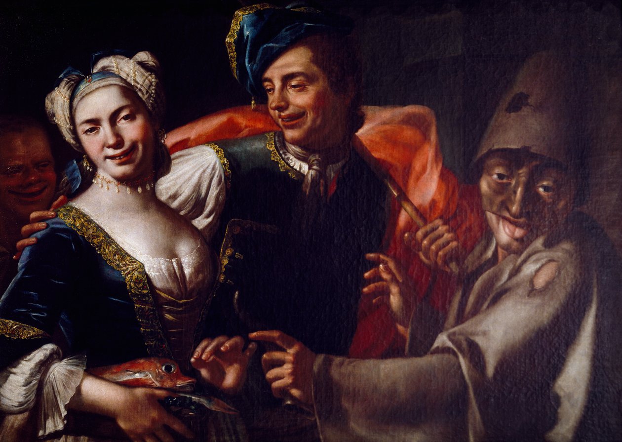 Napolitanske masker, av Giuseppe Bonito (1707-1789), olje på lerret. av Giuseppe Bonito